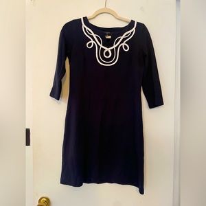 Talbots Navy Dress With White Detail - Small, Petite